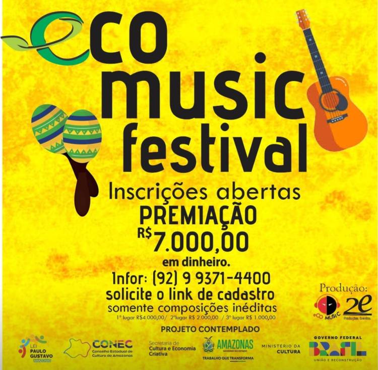 Ecomusic – Festival da Canção premiará R$ 7000 para composições inéditas