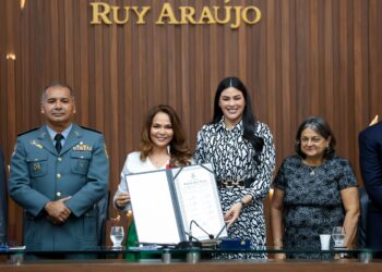 Juíza Andréa Medeiros é homenageada com medalha Ruy Araújo pela deputada Mayra Dias