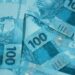 Cédulas de 100 reais em close-up